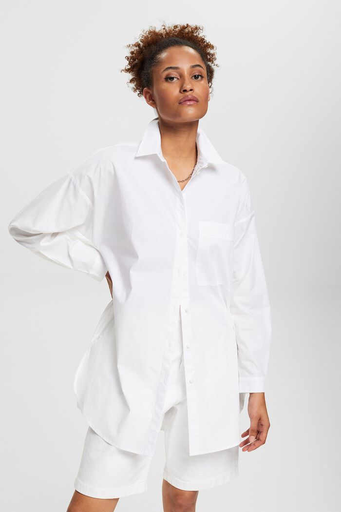 Oversized skjortebluse, WHITE, overview