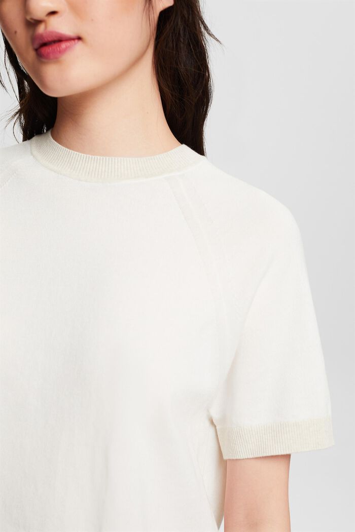 Tofarvet kortærmet sweater, OFF WHITE, detail image number 3