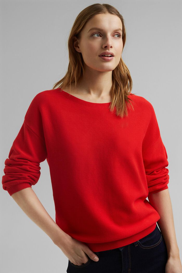 Sweater af 100% økologisk bomuld, RED, overview