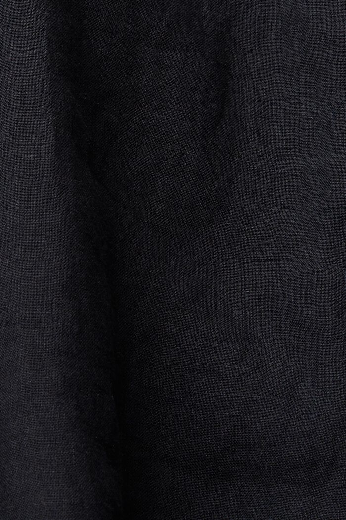 Bluse med knapdetaljer, af 100% hør, BLACK, detail image number 4