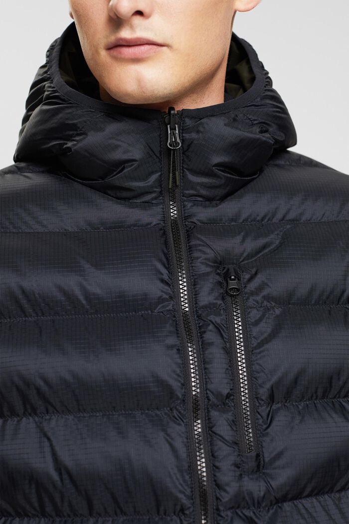 Quiltet jakke med hætte, BLACK, detail image number 2