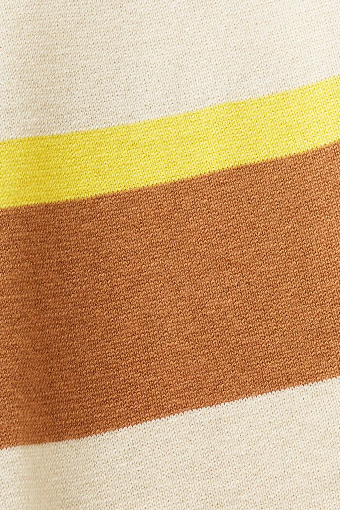 Stribet polo-T-shirt i bomuld med logo, CARAMEL, detail image number 5