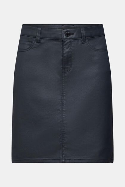 Knælang nederdel med lædereffekt