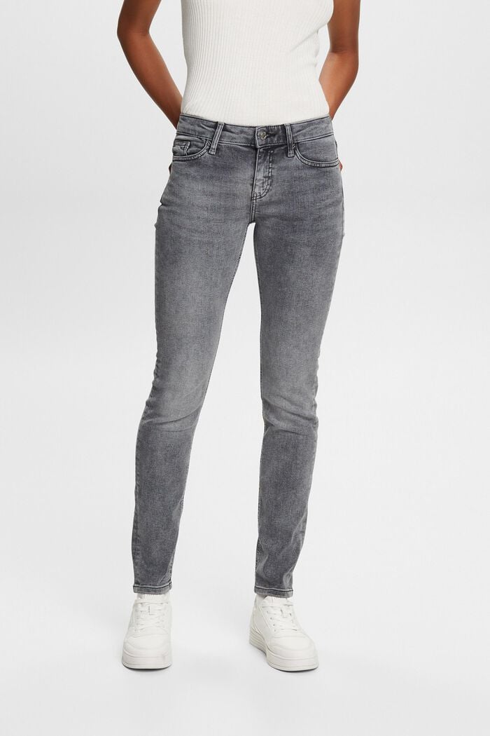 Slim jeans med mellemhøj talje, GREY MEDIUM WASHED, detail image number 0