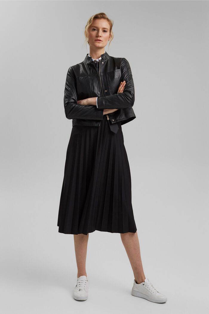 Genanvendte materialer: Plisseret nederdel med elastiklinning, BLACK, detail image number 1