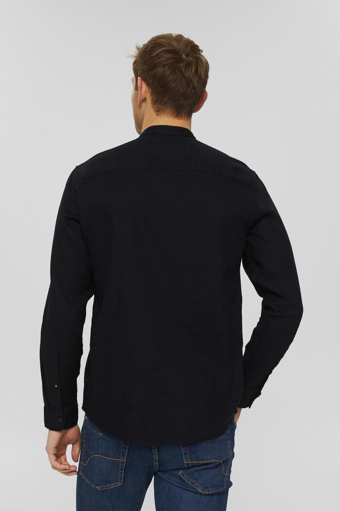 Bomuldsskjorte med kinakrave, BLACK, detail image number 2