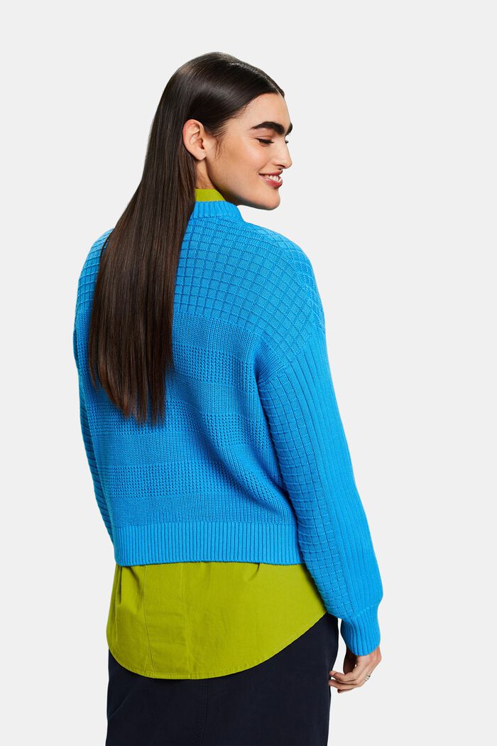 Sweater med struktur og rund hals, BLUE, detail image number 2