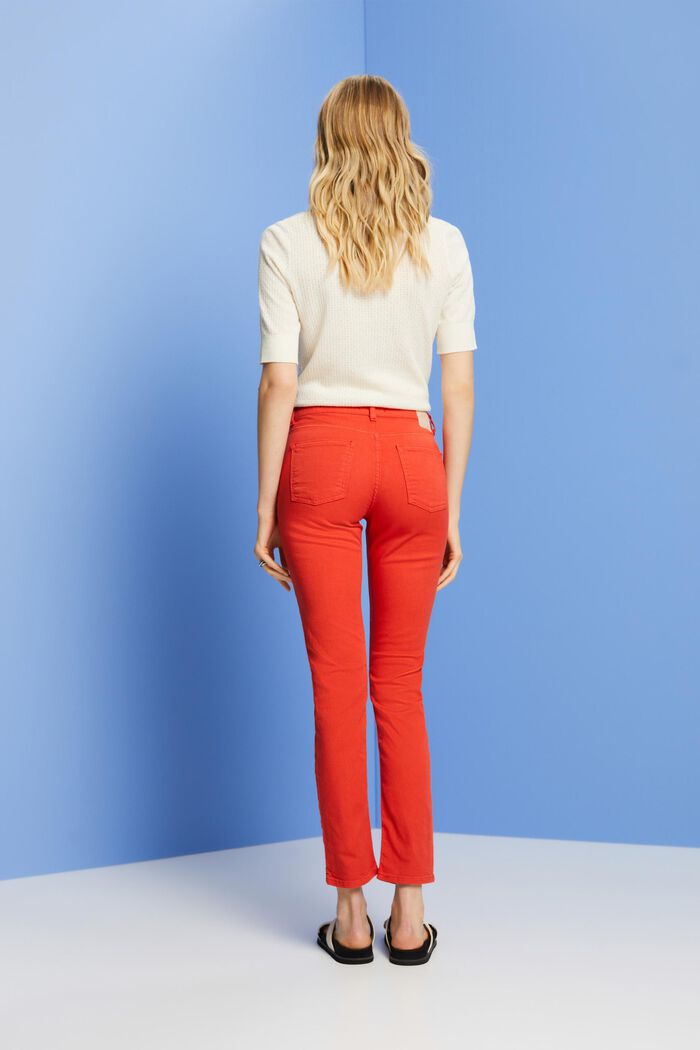 Slim fit-jeans med mellemhøj talje, ORANGE RED, detail image number 3
