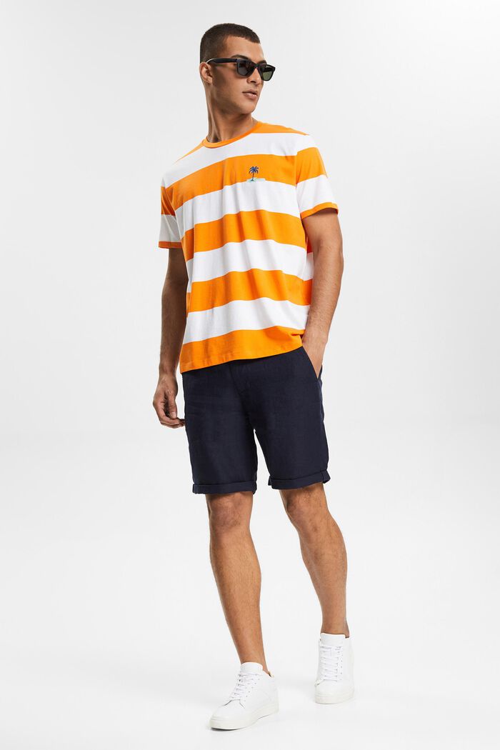 Jersey-T-shirt med striber og print, ORANGE, detail image number 0