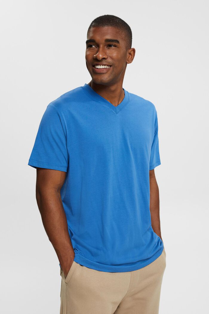 Jersey-T-shirt, 100% bomuld, BLUE, detail image number 0