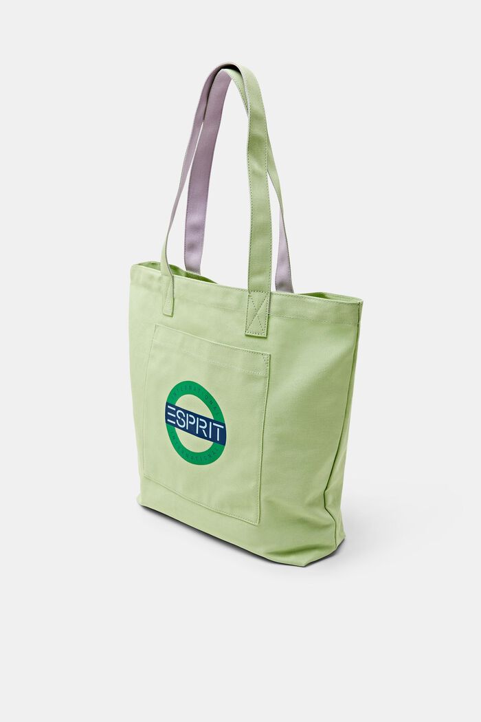 Shoppingtaske i canvas med logo, LIGHT GREEN, detail image number 2