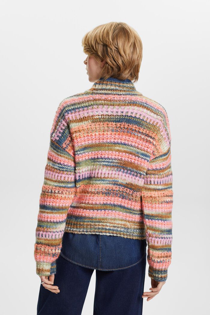 Stribet sweater i uldmiks, CORAL ORANGE, detail image number 4