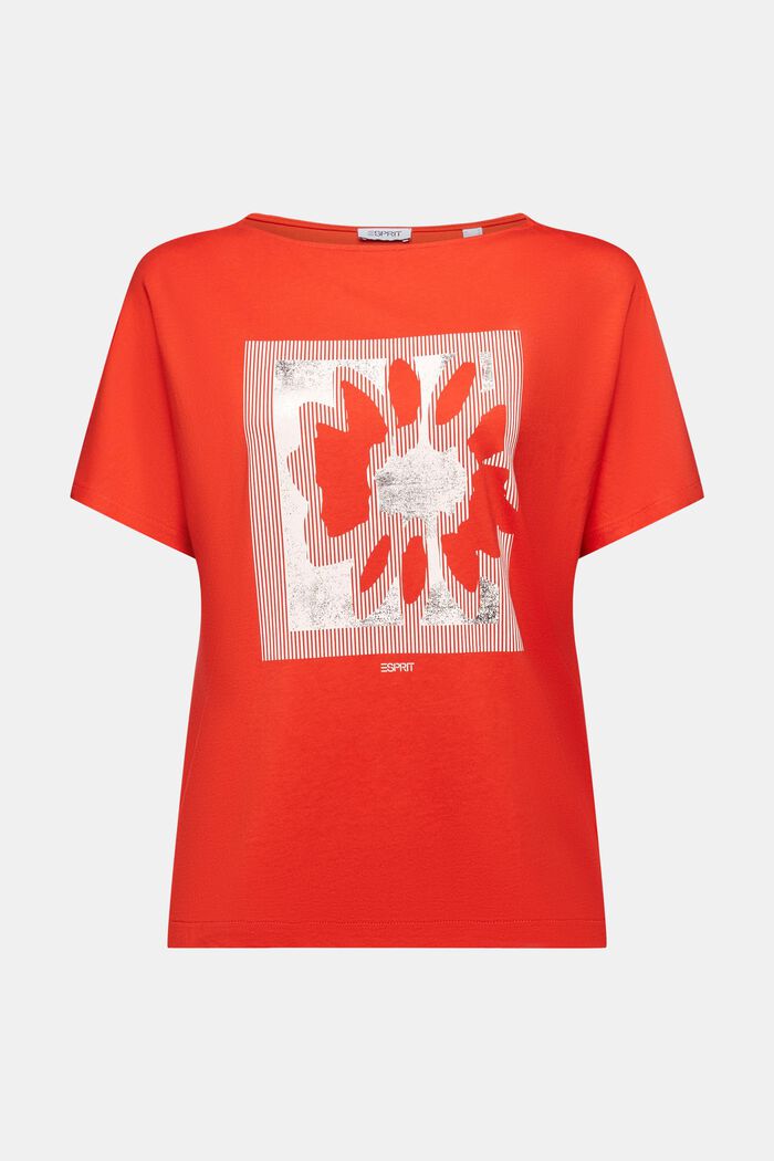 Jersey-T-shirt med print foran, RED, detail image number 5