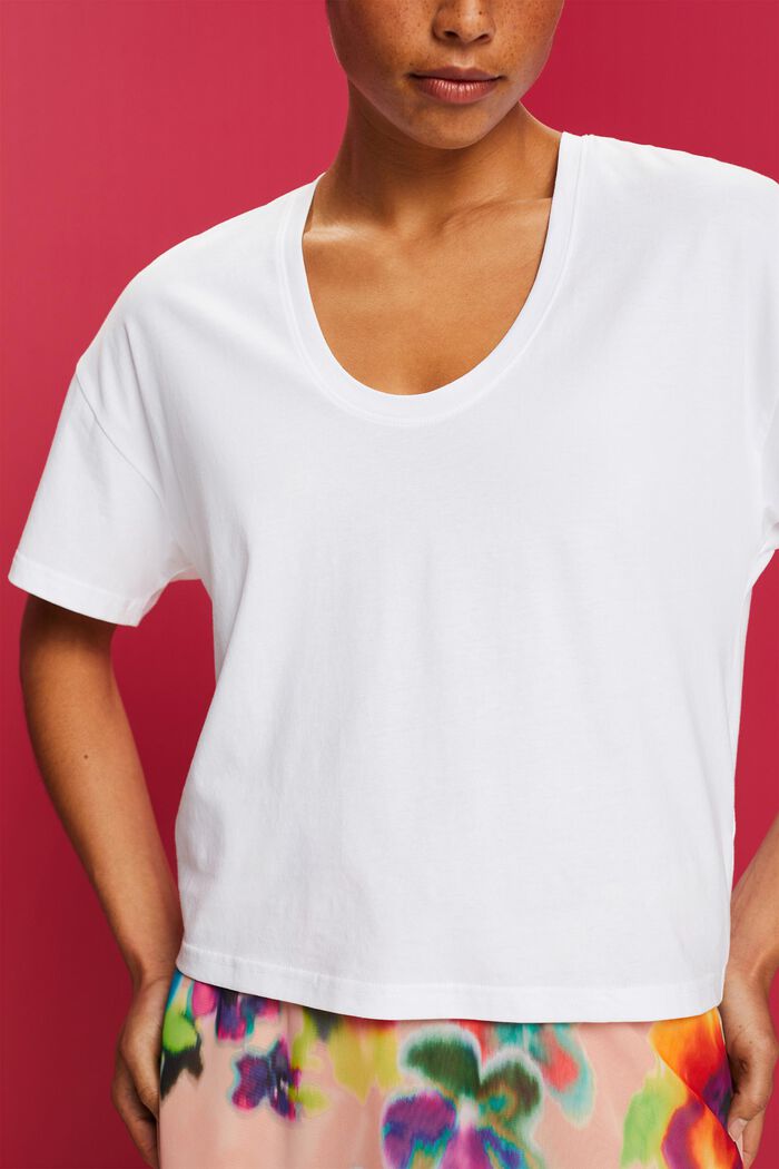 Cropped oversized T-shirt, 100 % bomuld, WHITE, detail image number 2