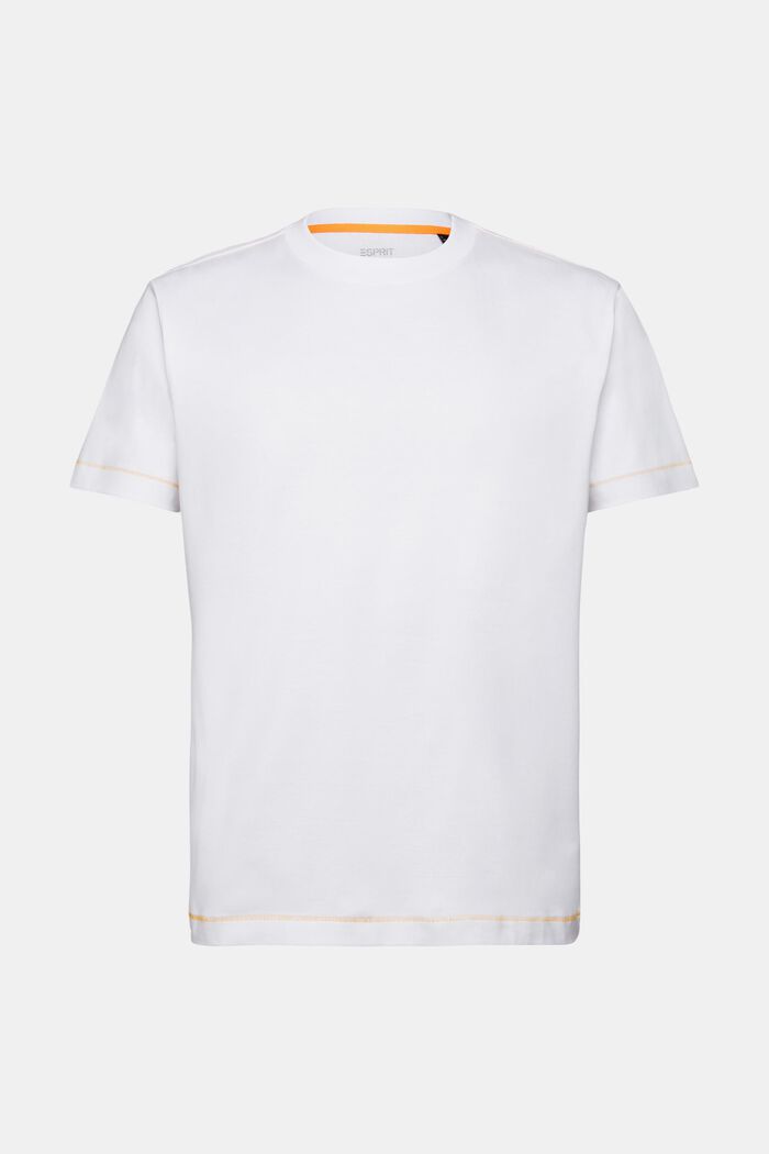 Jersey-T-shirt med rund hals, 100 % bomuld, WHITE, detail image number 6
