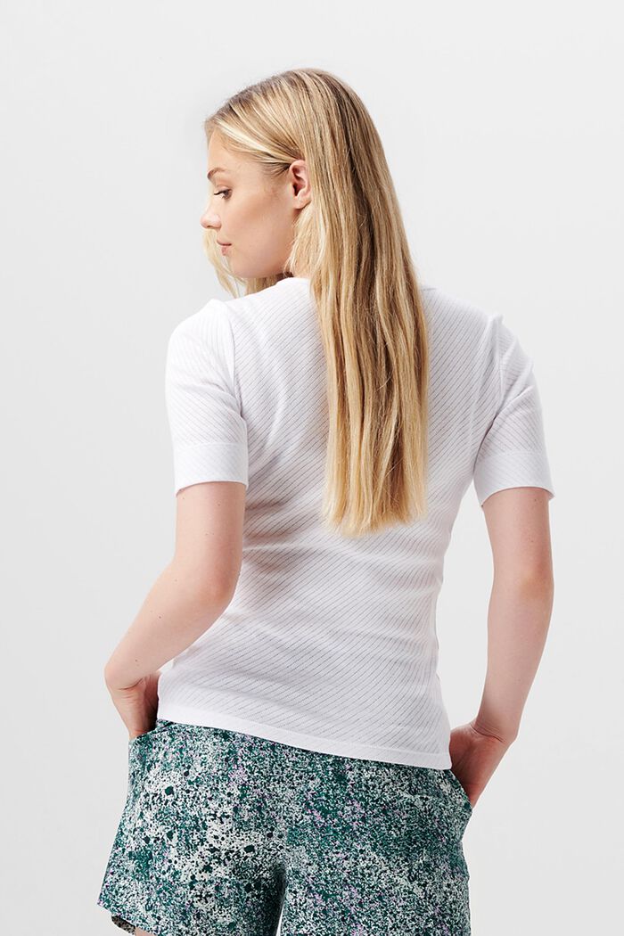 Pointelle-T-shirt, økologisk bomuld, BRIGHT WHITE, detail image number 1