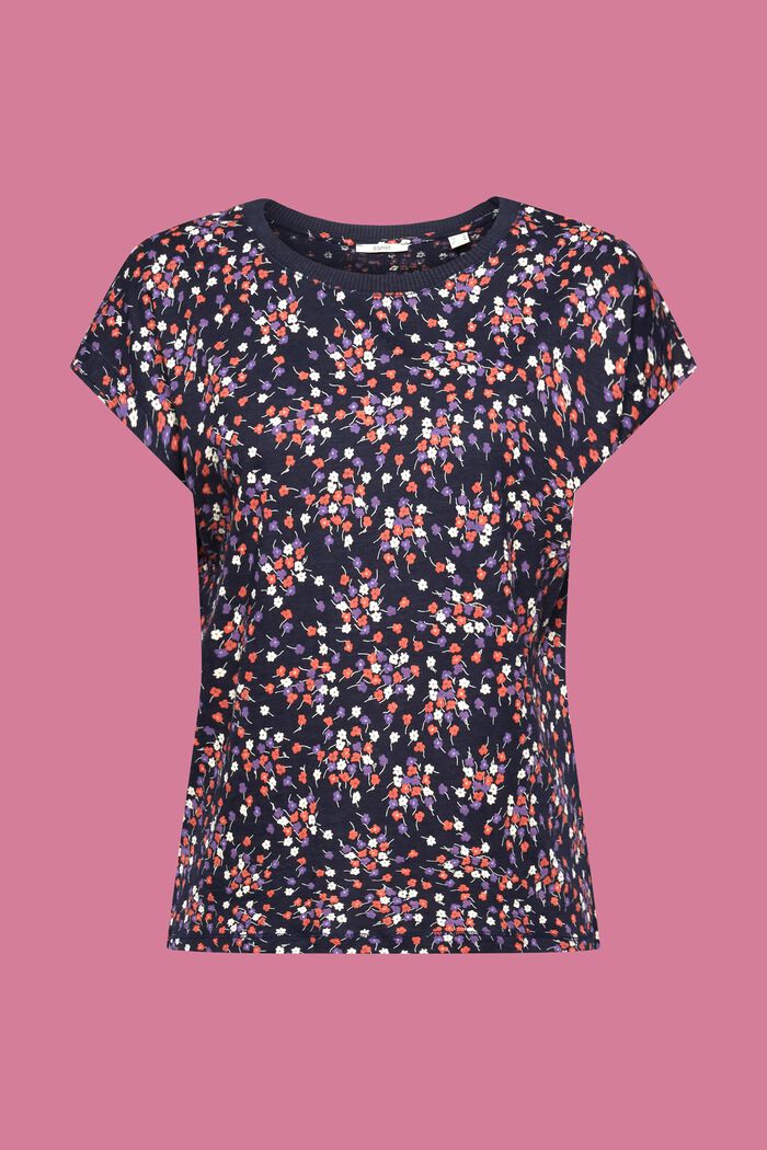 Ærmeløs T-shirt med allover-blomstermønster, NAVY, detail image number 6