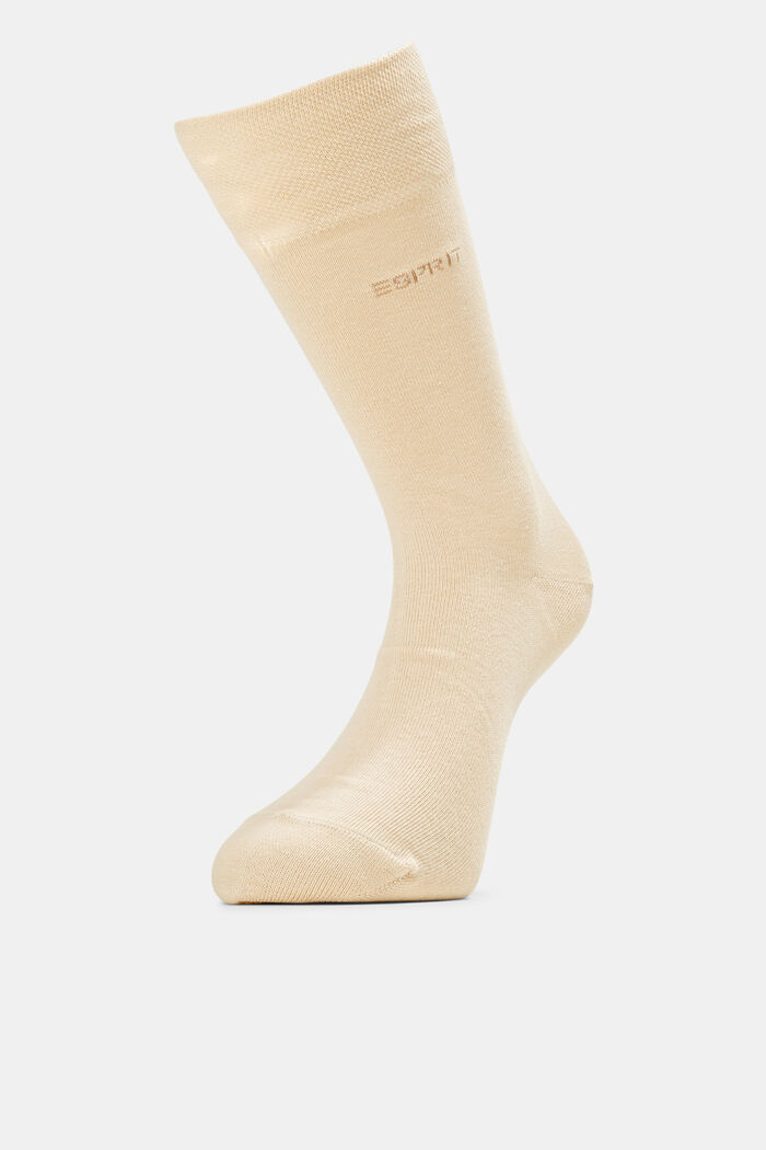 Pakke med 2 par sokker med blød kant, økologisk bomuldsblanding, CREAM, overview