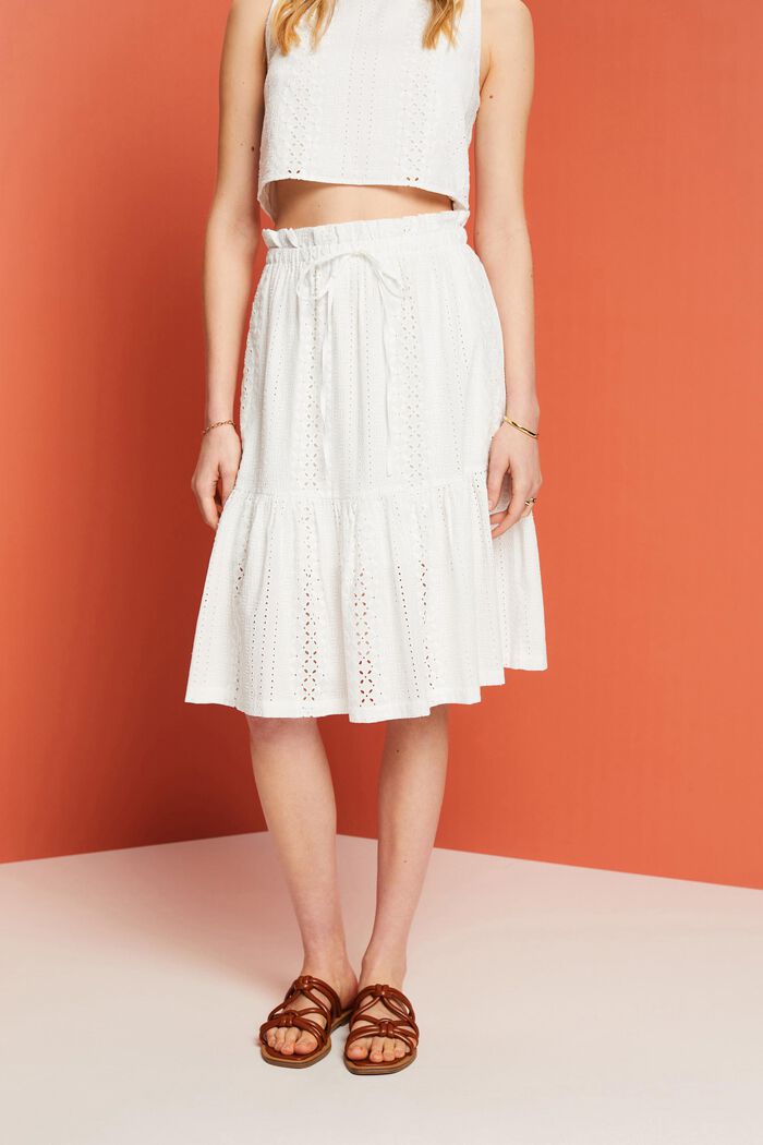 Broderet nederdel, LENZING™ ECOVERO™, WHITE, detail image number 0