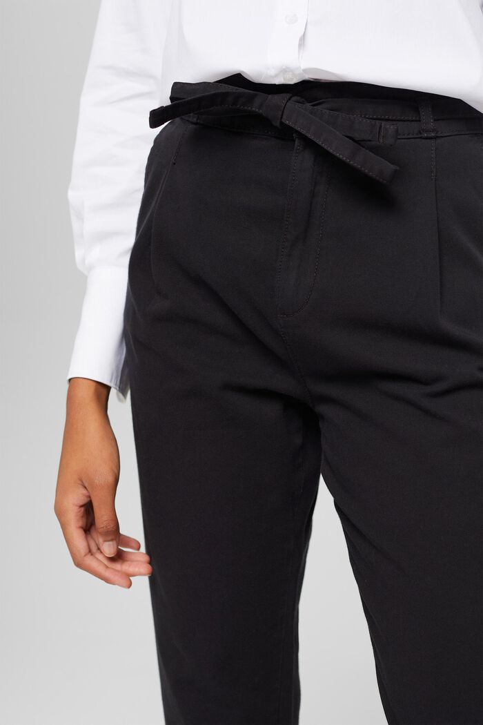 Paperbag-bukser med bælte, pimabomuld, BLACK, detail image number 0