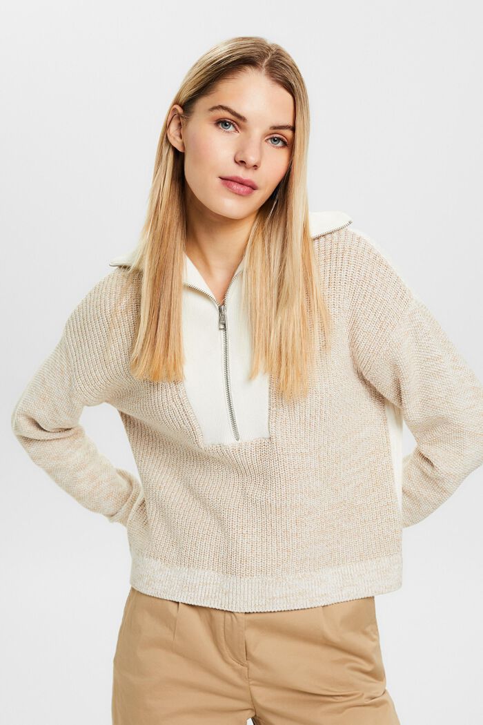 Tekstureret troyer-sweater, OFF WHITE, detail image number 0