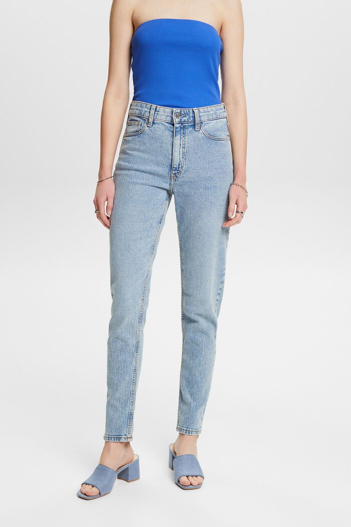 Klassiske retro-jeans med høj talje, BLUE LIGHT WASHED, detail image number 0