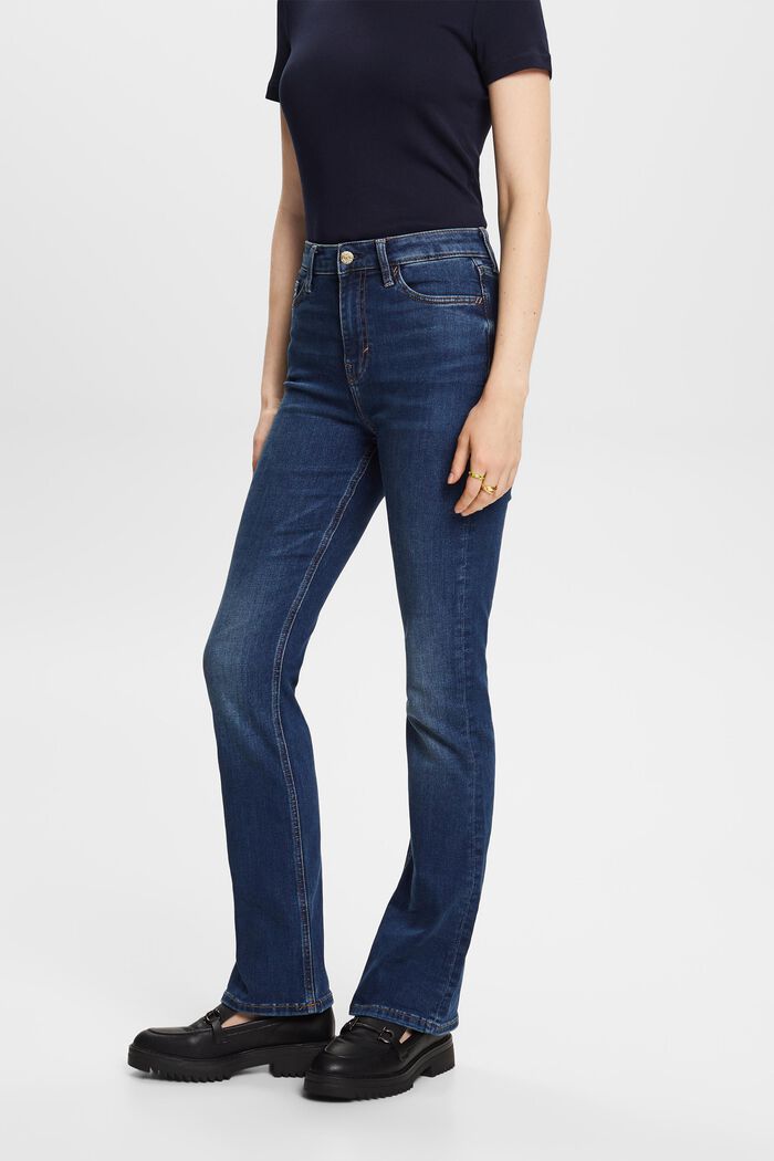 Genanvendt: bootcut-jeans med høj talje, BLUE DARK WASHED, detail image number 0