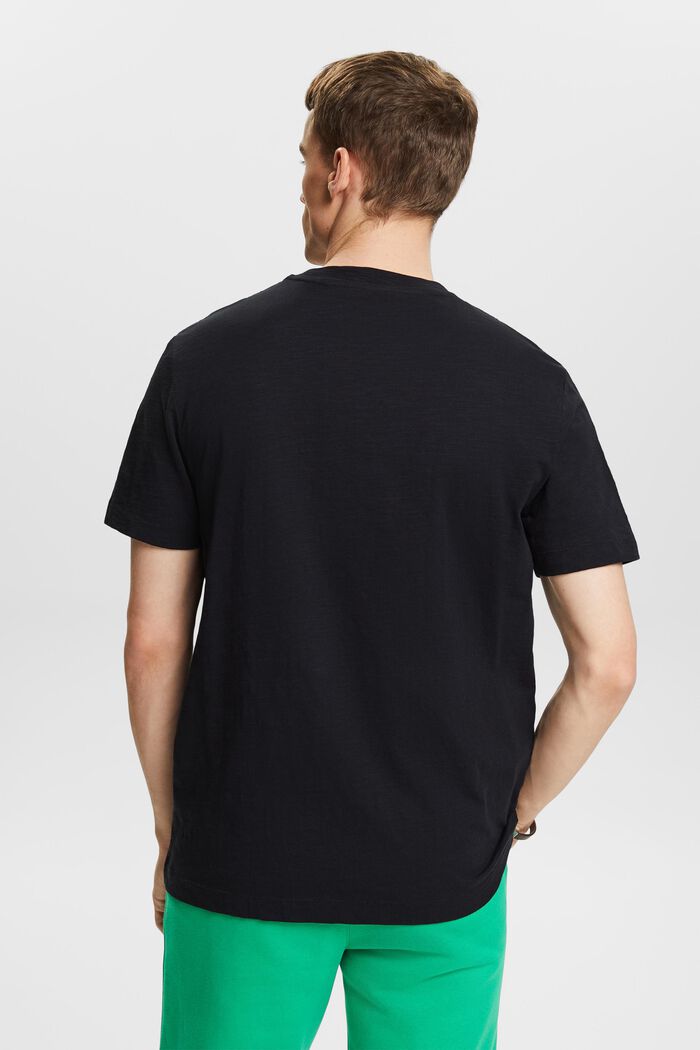 T-shirt i bomuldsslub med lomme og logo, BLACK, detail image number 2