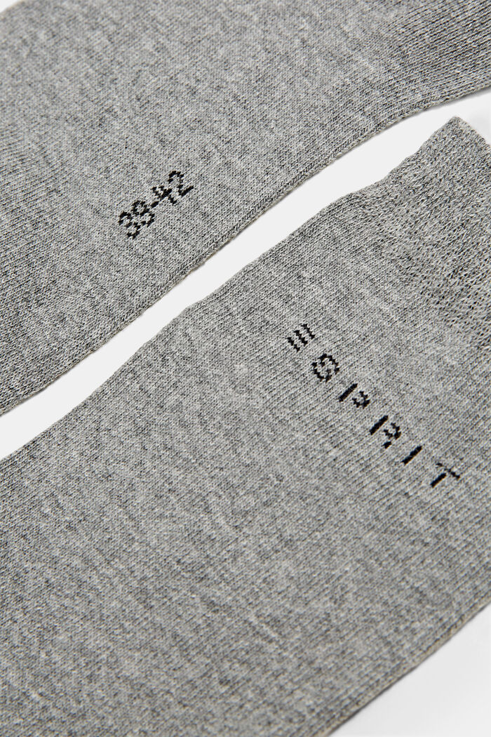 Pakke med 2 par sokker m. striklogo, øko bomuld, LIGHT GREY MELANGE, detail image number 1