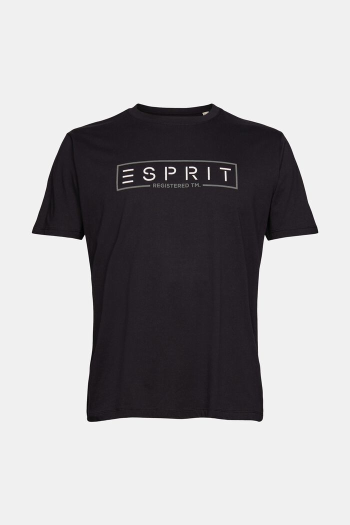 Jersey-T-shirt med logo, 100% bomuld, BLACK, overview
