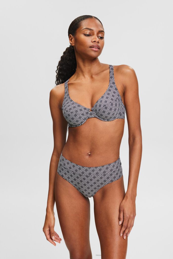 Upolstret bikinitop med bøjle og print, BLACK, detail image number 0