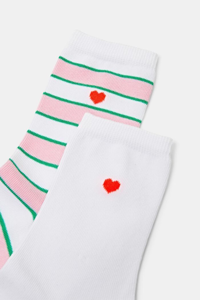 Pakke med 2 par stribede sokker, OFF WHITE, detail image number 2