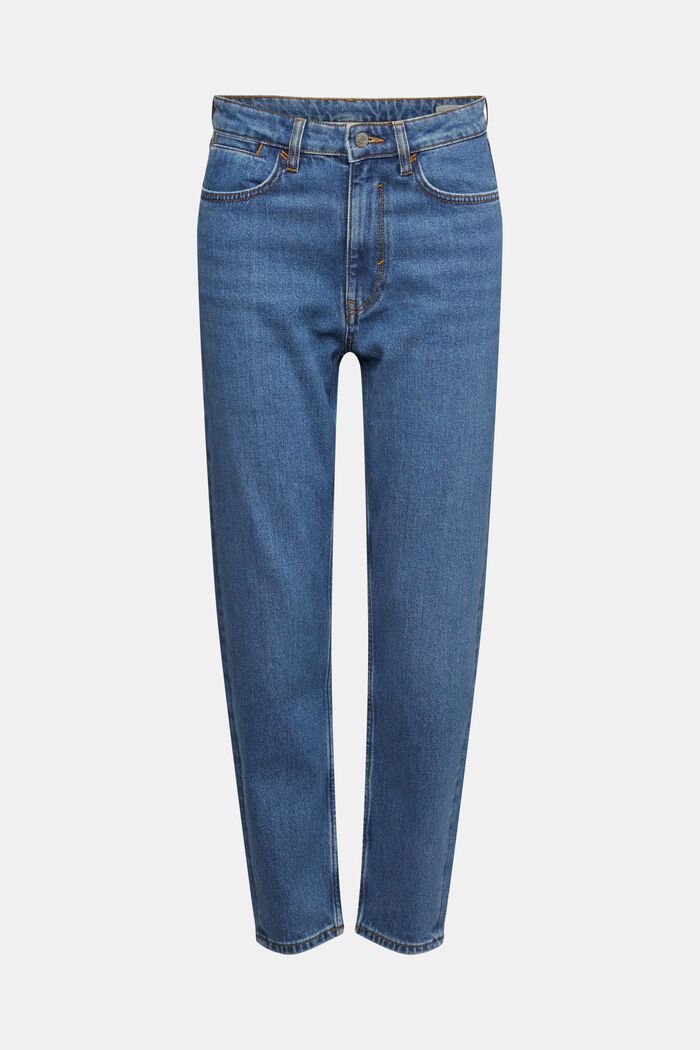 Jeans med høj talje og lige ben, BLUE MEDIUM WASHED, detail image number 7