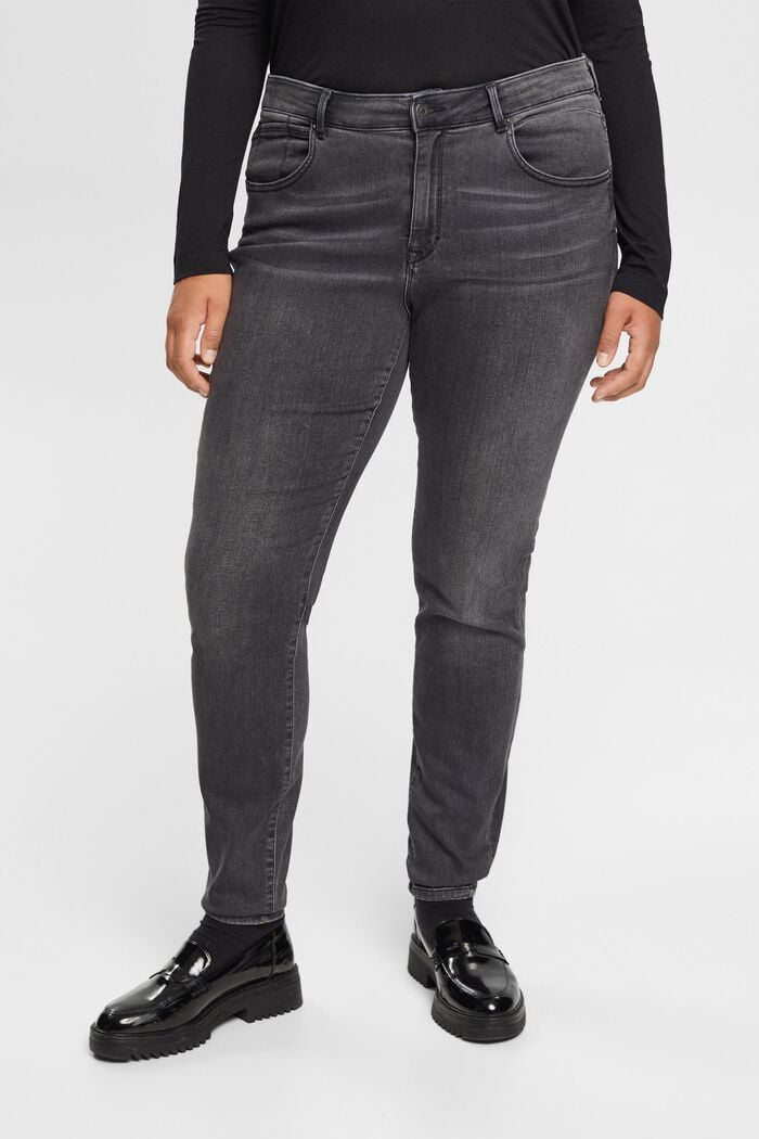 CURVY stretchjeans, GREY DARK WASHED, overview