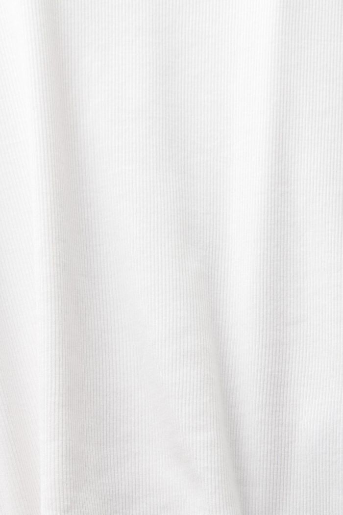Ribbet T-shirt med V-hals, OFF WHITE, detail image number 5