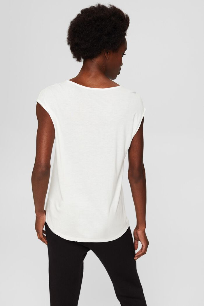 T-shirt med glitterprint, LENZING™ ECOVERO™, OFF WHITE, detail image number 3