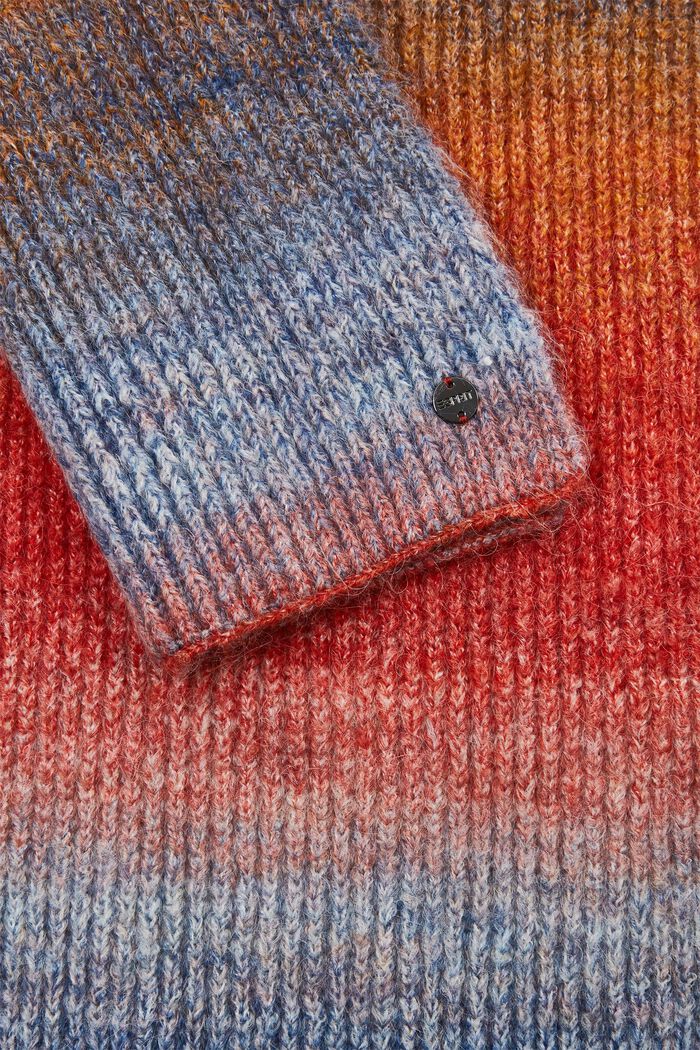 Multifarvet strikket tørklæde med uld, GOLDEN ORANGE, detail image number 1