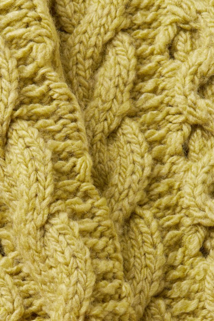 Kabelstrikket sweater i uldmiks, PISTACHIO GREEN, detail image number 5