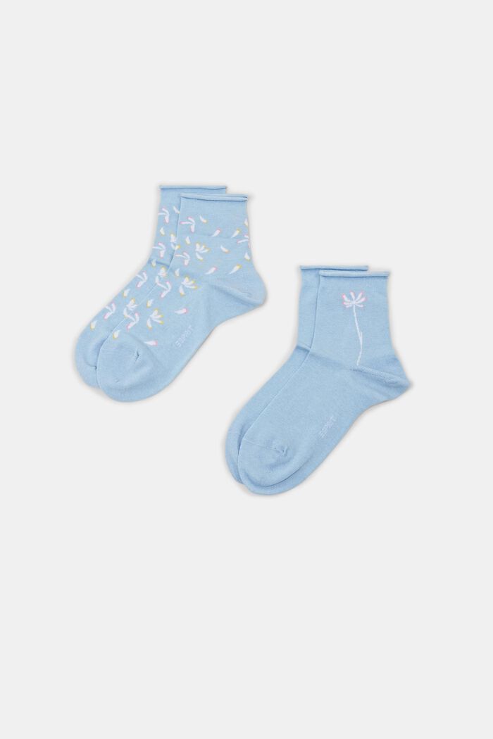 Pakke med 2 par strikkede sokker med print, CLOUD, detail image number 0