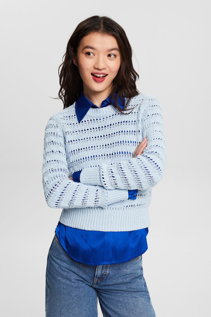 Sweater i åben strik, LIGHT BLUE, detail image number 0