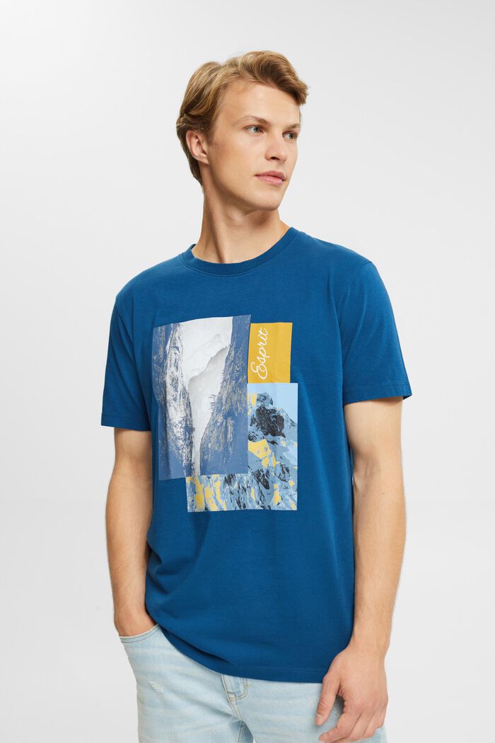 T-shirt med print, PETROL BLUE, detail image number 0