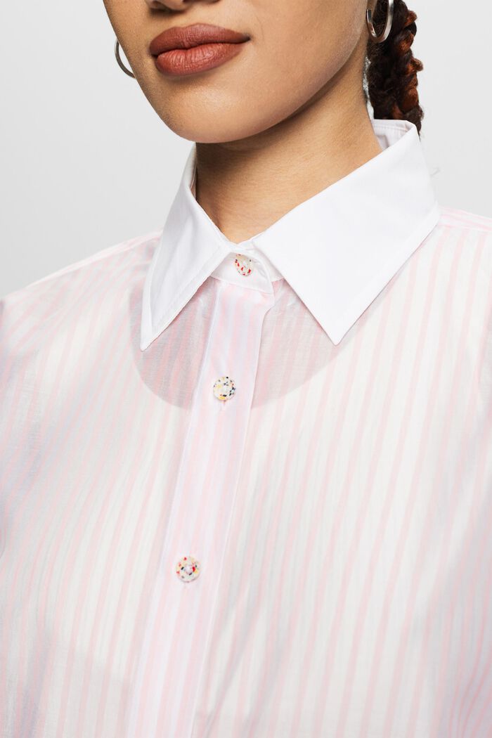Gennemsigtig button down-skjorte med striber, PASTEL PINK, detail image number 3