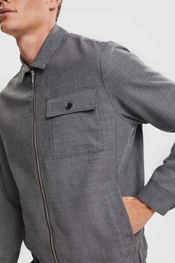 I uld: Kort jakke med lynlås, DARK GREY, detail image number 0