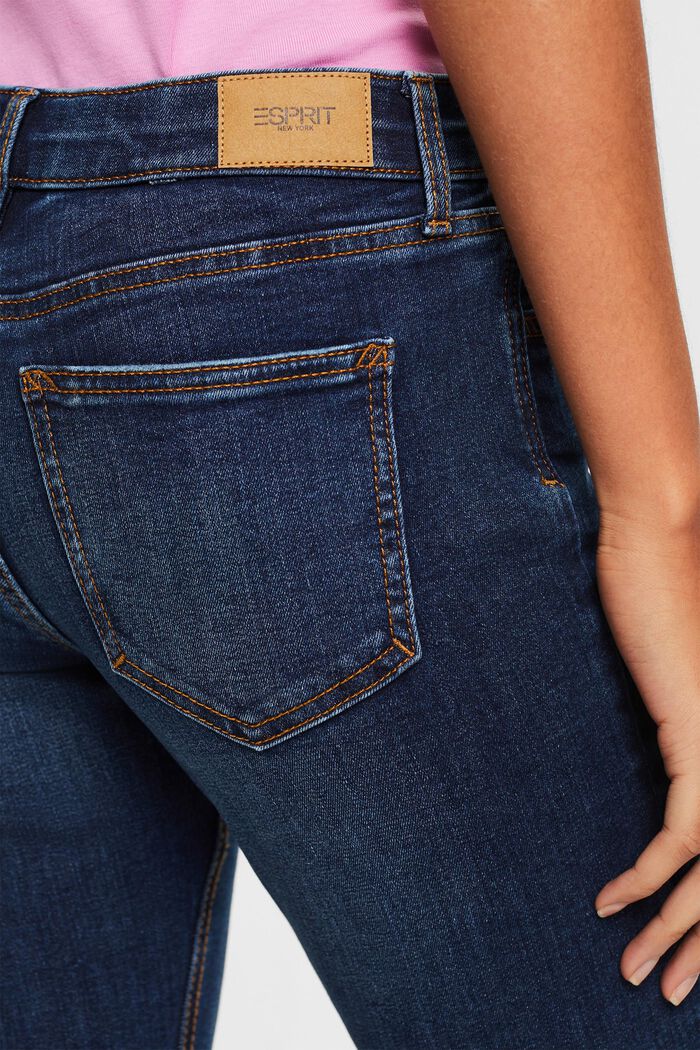 Slim jeans med mellemhøj talje, BLUE DARK WASHED, detail image number 3