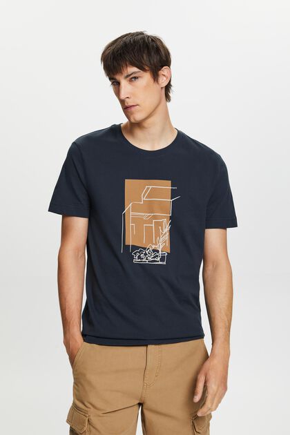 T-shirt med frontprint, 100 % bomuld