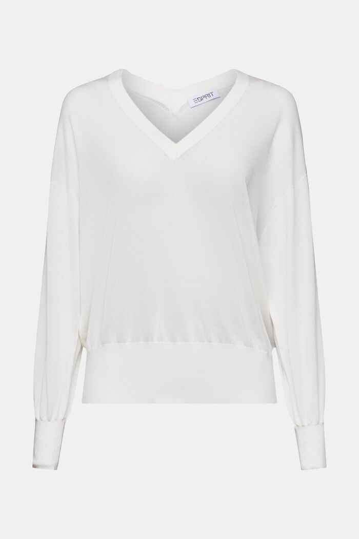 Sweater med V-hals, OFF WHITE, detail image number 5