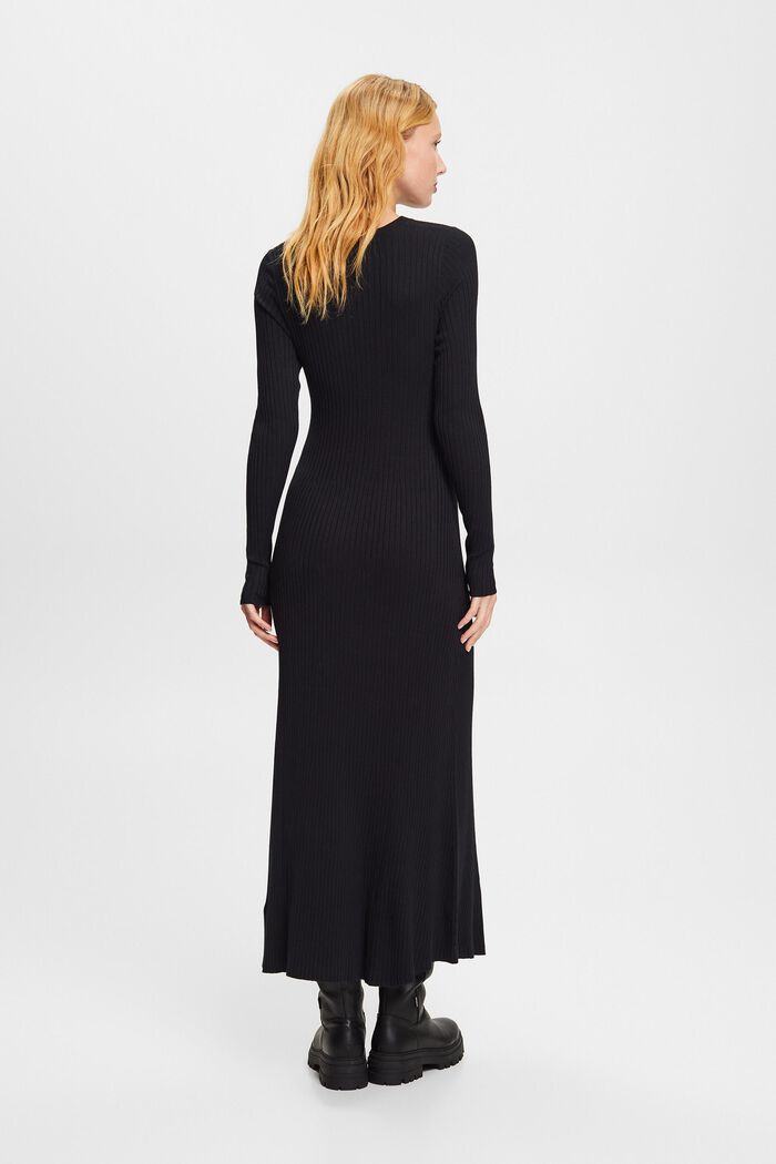 Maxi-kjole i ribstrik, BLACK, detail image number 3