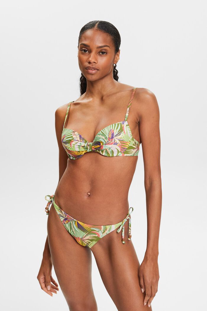 Polstret bikinitop med bøjle og print, DARK GREEN, detail image number 0