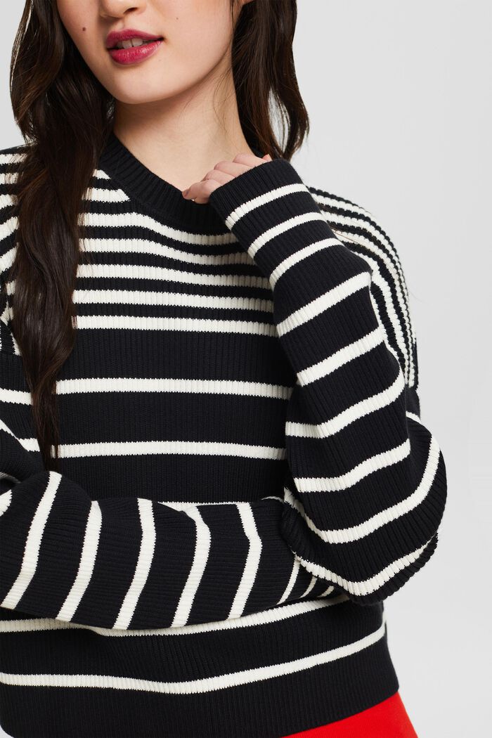 Stribet sweater med lange ærmer, BLACK, detail image number 2