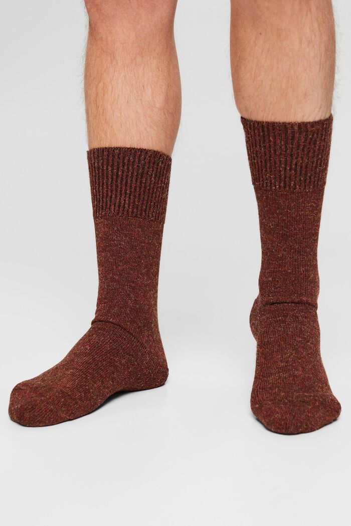 Melerede sokker i bomuldsmiks, HENNA, detail image number 2